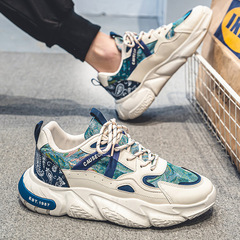 男鞋2024新款春季潮流百搭休閒運動跑步鞋青少年增高小白老爹潮鞋