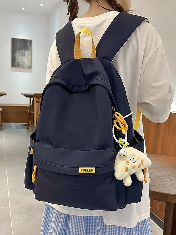 2025 新しい中学校と高校のトレンディなスクールバッグカレッジスタイル無地シンプルなトラベルバッグ大容量軽量バックパックトレンディ|undefined