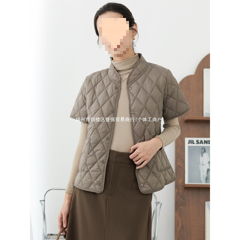Women's Short Cotton Jacket, Lightweight and Thin, Autumn and Winter Warm Cotton Clothing, Mid-Sleeve Base Layer, down Cotton Lining, Inner Wear Small Coat