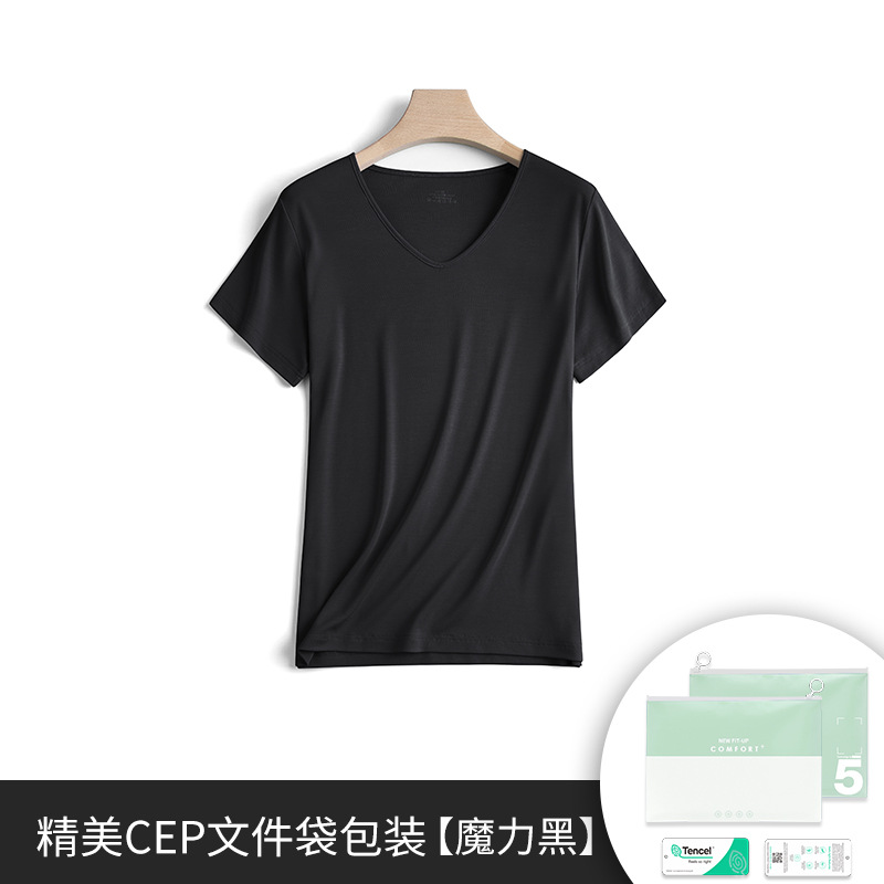 60 de doble cara modal de primavera y verano de las mujeres de manga corta de color sólido delgada parte superior interior se puede usar fuera de la camiseta de fondo en stock