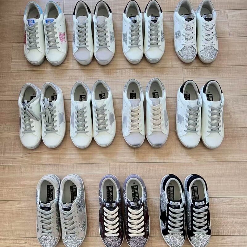 High Version Classic Star Sequin Dirty Shoes, Versatile Casual Flats Shoes, Retro Distressed White Shoes, Same Style for Couples