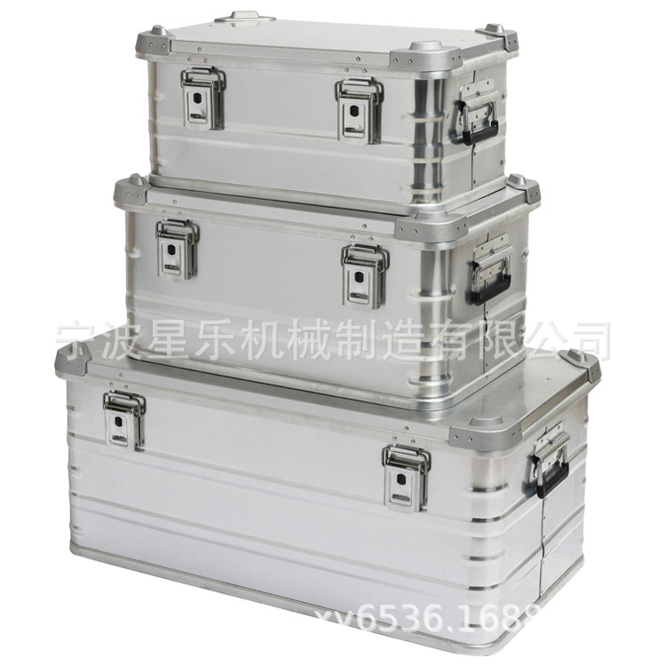 银色铝镁合金户外露营收纳箱 大容量车载工具箱覆膜源头厂家覆膜