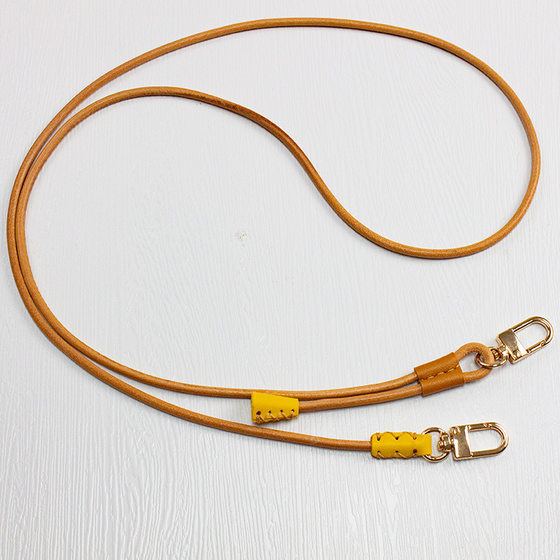 Original hand-sewn top layer cowhide double hook adjustable mobile phone lanyard slung neck retractable lanyard