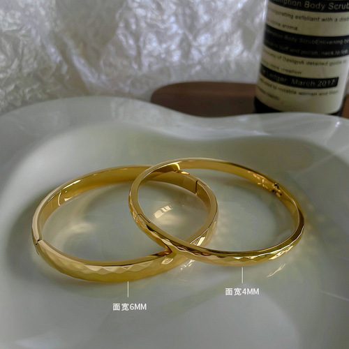 Open 18k gold ring titanium steel bracelet Internet celebrity gold-plated bracelet women's non-fading high-end jewelry ins trend