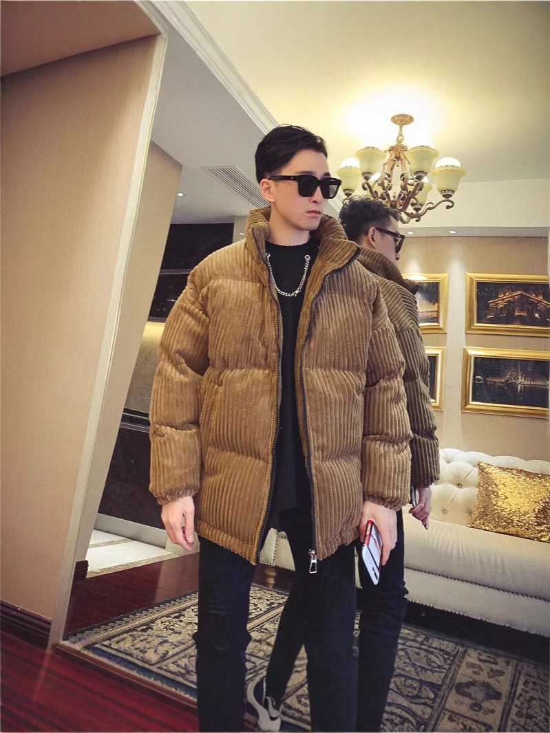 港风冬季新款潮牌棉袄外套加厚棉衣面包服2024秋冬潮男