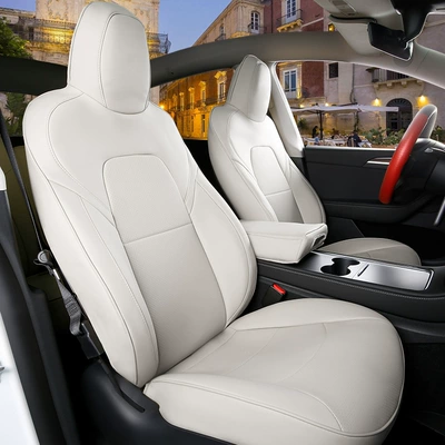 Car Seat Covers, Full Leather, Custom-Made, Modelə uyğun (Original) oturacaq örtükləri - original-car-texture-customized-original-car-white-wear-resistant-leather-305020cm