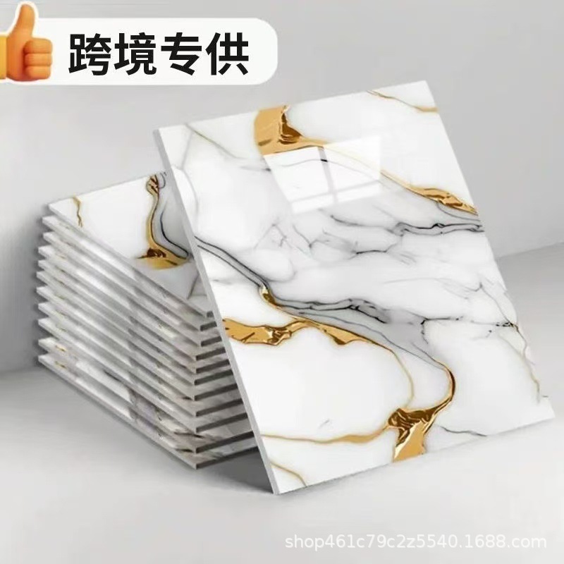 跨境外贸仿大理石鎏金3d瓷砖贴墙面翻新装饰贴纸防油防水墙纸自粘|undefined