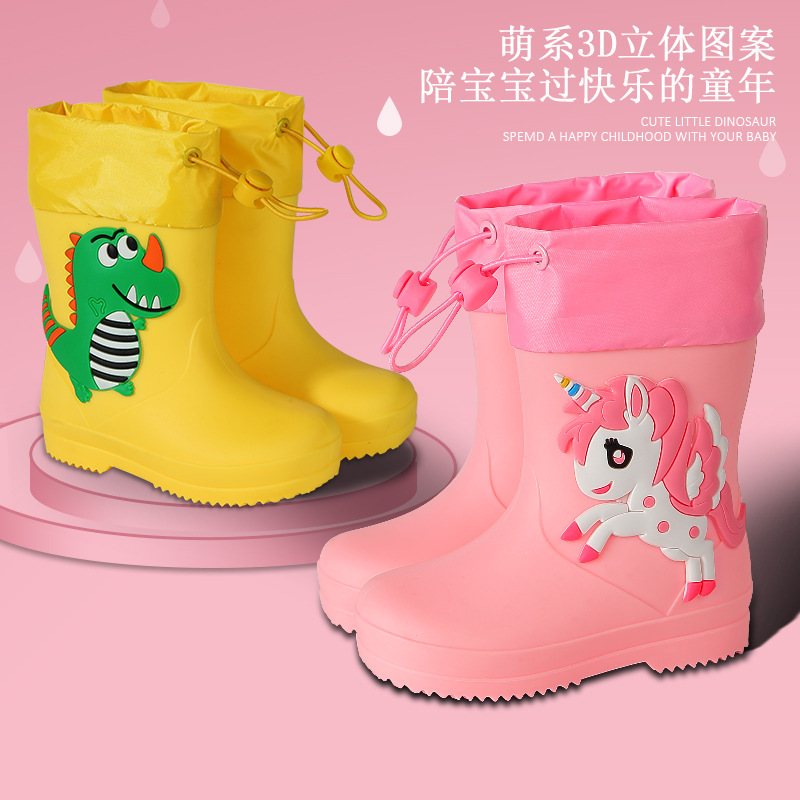 Girls' Rain Boots, Water Shoes, Children's Non-Slip Rain Boots, Students Going to School, Kindergarten Water Boots, Waterproof Rubber Shoes, Children's Babies