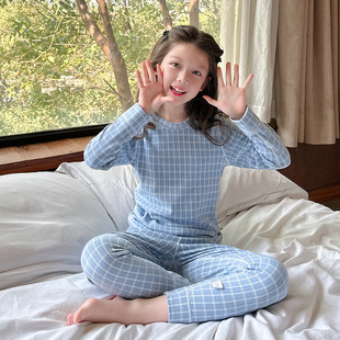 Children's Warm suit Velvet Heating Boys' and Girls' Base Thickened Boneless Home Pajamas Set Autumn Clothes and Pants