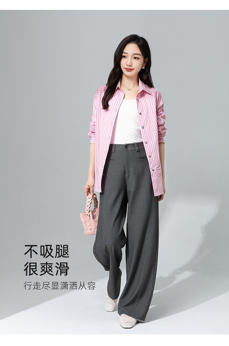 Quần tây nữ ống rộng dáng thẳng chất liệu acetate Tencel — màu xám chi tiết 17