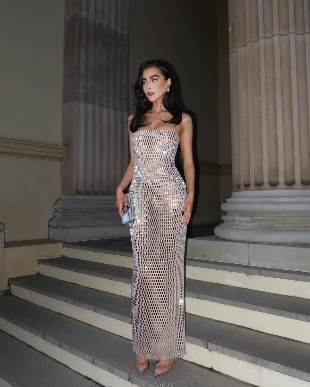 Abbigliamento da donna Moda femminile Hot Diamond Sexy Tube Top stretto con fianchi avvolti Gonna lunga sottile_voghion.com