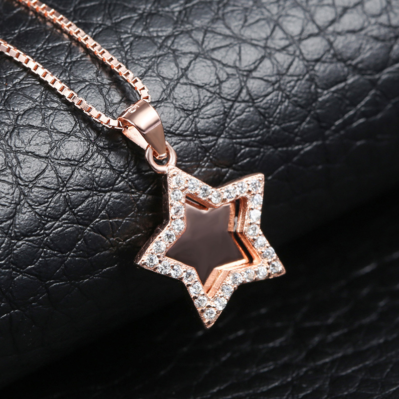 S925 plata japonesa y coreana zircon clavícula pequeña nueva estrella accesorios colgante collar de viento dulce al por mayor