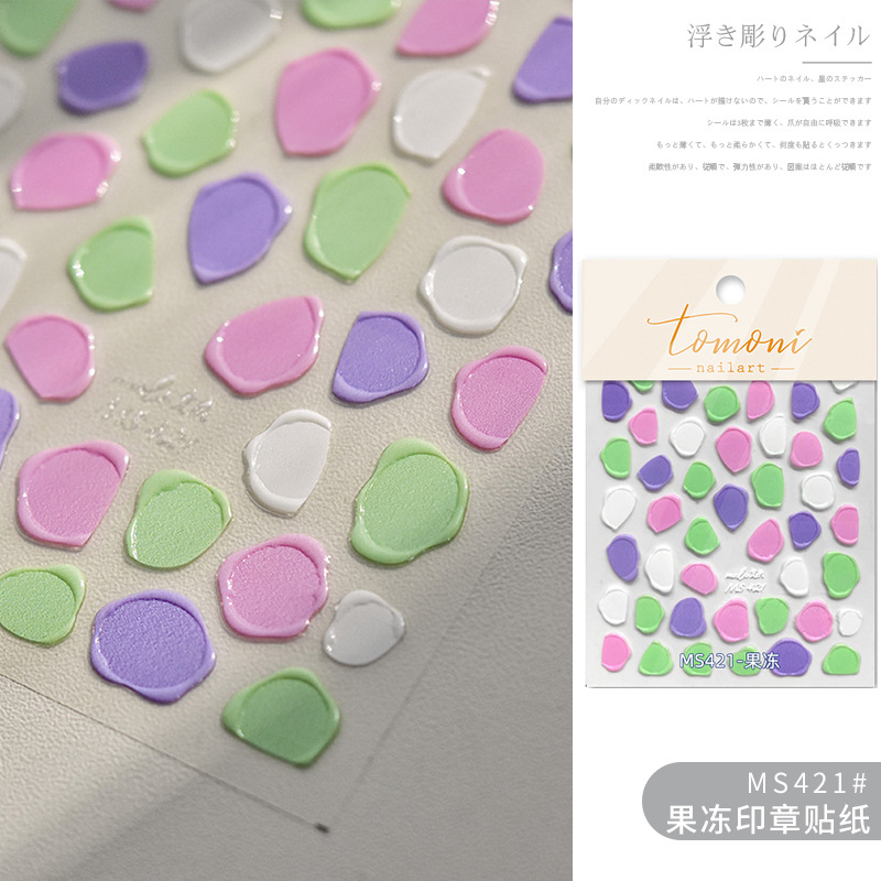 Nuevo relieve imitación de sello de laca de fuego diy pegatinas de uñas letras pegatinas de jalea macarón decoración de uñas al por mayor