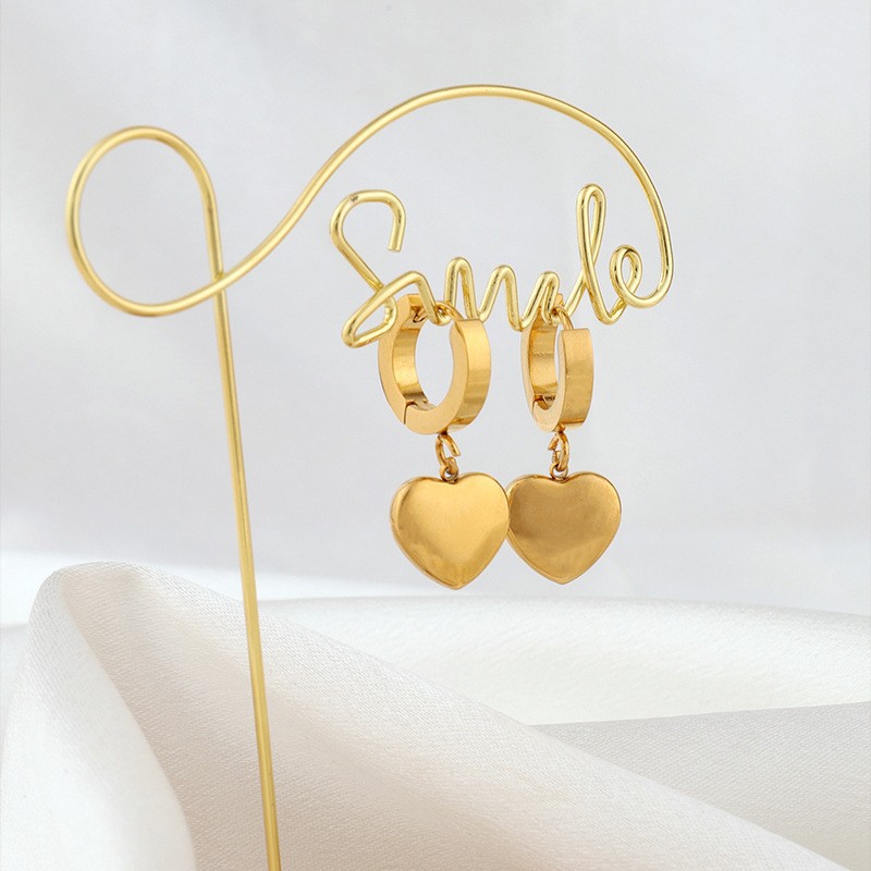 Pendientes de acero titanio, estilo coreano, de alta gama, modernos, diseño simple, pendientes con borla en forma de corazón, no se decoloran, pendientes chapados en oro real