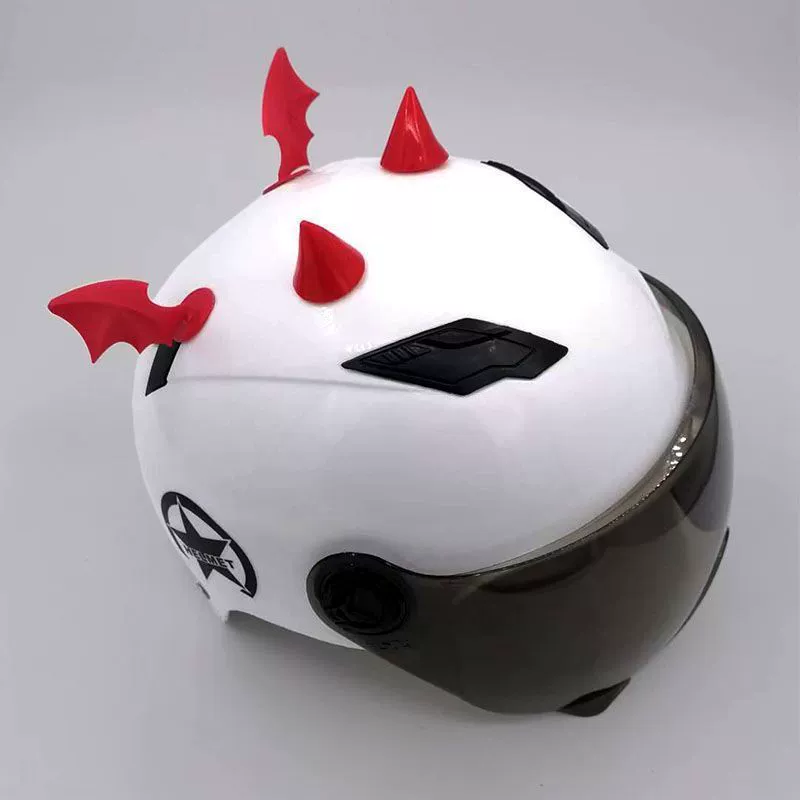 Автомобильный шлем на батарейках, унисекс, летний защитный шлем, персонализированный полушлем Harley Devil Horn Wings, черный и белый