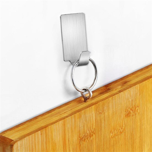 Stainless steel household creative small hook Wall-mounted adhesive hook with backing No punching multi-purpose hanger 6 pieces