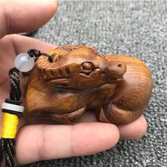 ラオス黄花梨木雕手件十二生肖鼠f虎蛇馬羊f猿鶏犬豚工芸品は黒を送る