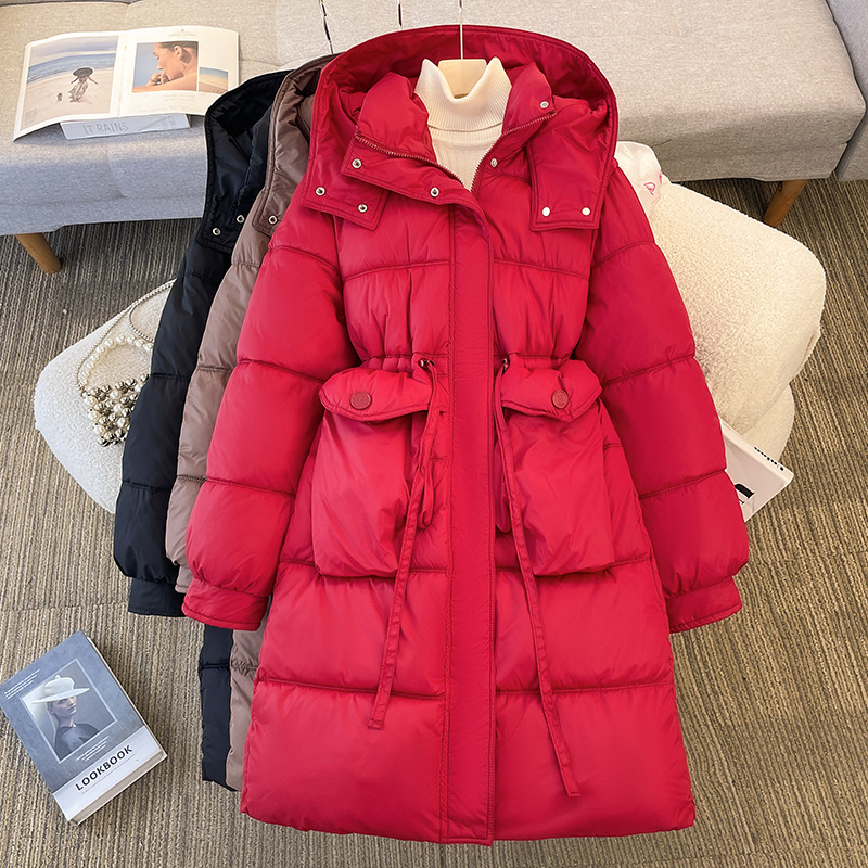 Europa y América ropa de algodón mujer 2025 invierno nuevo estilo de ropa de algodón coreana con capuchón grueso medio largo abrigo de pan suelto al por mayor image 1
