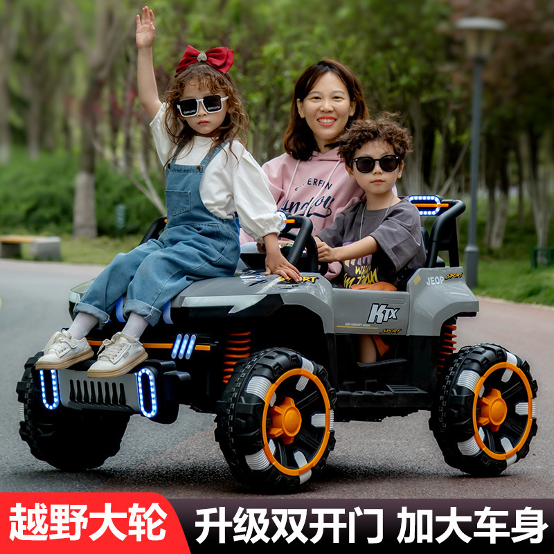 Cuatro ruedas eléctricas para niños se pueden sentar adultos dos bebés coche de control remoto regalo de cumpleaños coche de juguete coche de niños dos asientos