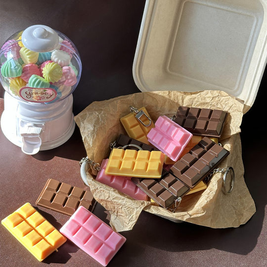 PVC Simulation Cute Food Chocolate Model Keychain Bag Pendant Decoration Gift Promotion Wholesale