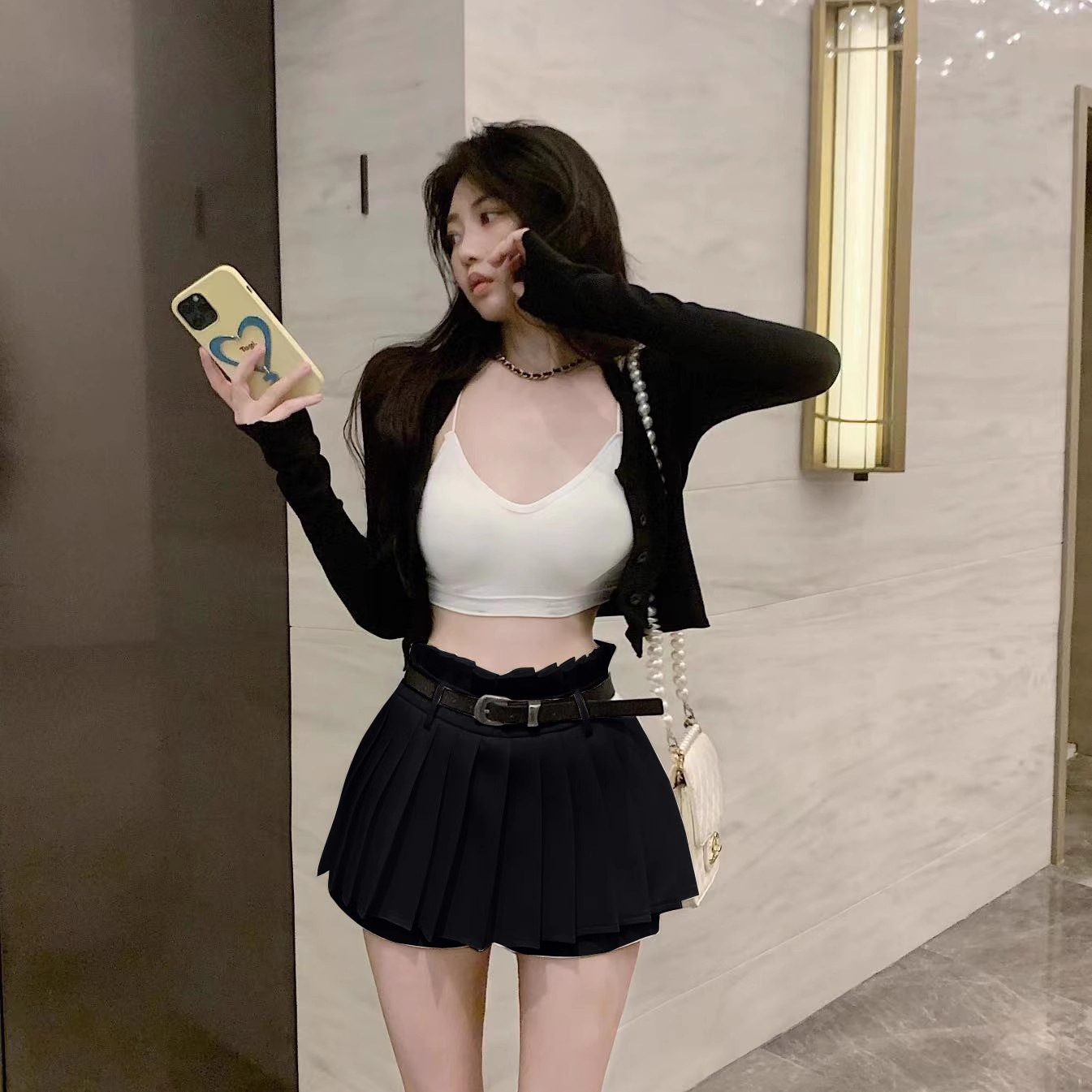 Uniform Shirt Skirt Dress Pleated Skirt Female Student School Uniform Casual suit Long-sleeved T-shirt Women Autumn and Winter