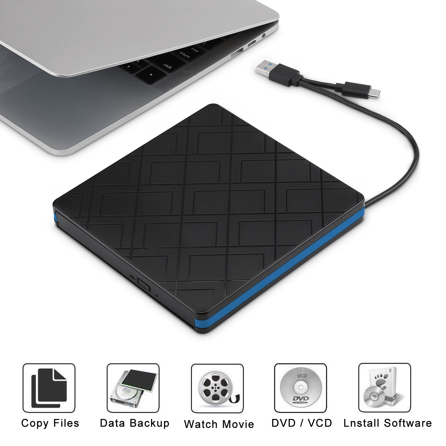 Computer burner notebook typec external burning optical drive all-in-one machine external vcd reader plug and play