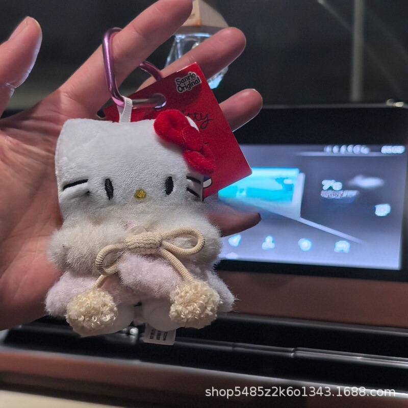 黑色草帽kitty帽宝宝挂件爱心扣公仔玩偶可爱赫本风挂饰钥匙扣|undefined