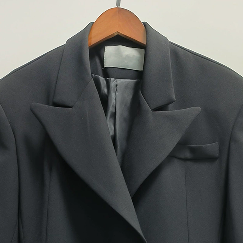 Длинный тренч, классическая осенняя пиджак костюма, женский длинный рукав чёрный, размер S–L