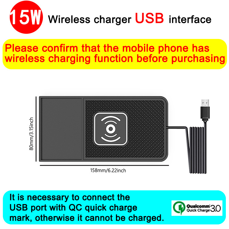 Car Wireless Charging Pad 15W Mobile Phone Wireless Charger with Step Design for Car Use, New and Suitable for Apple 17