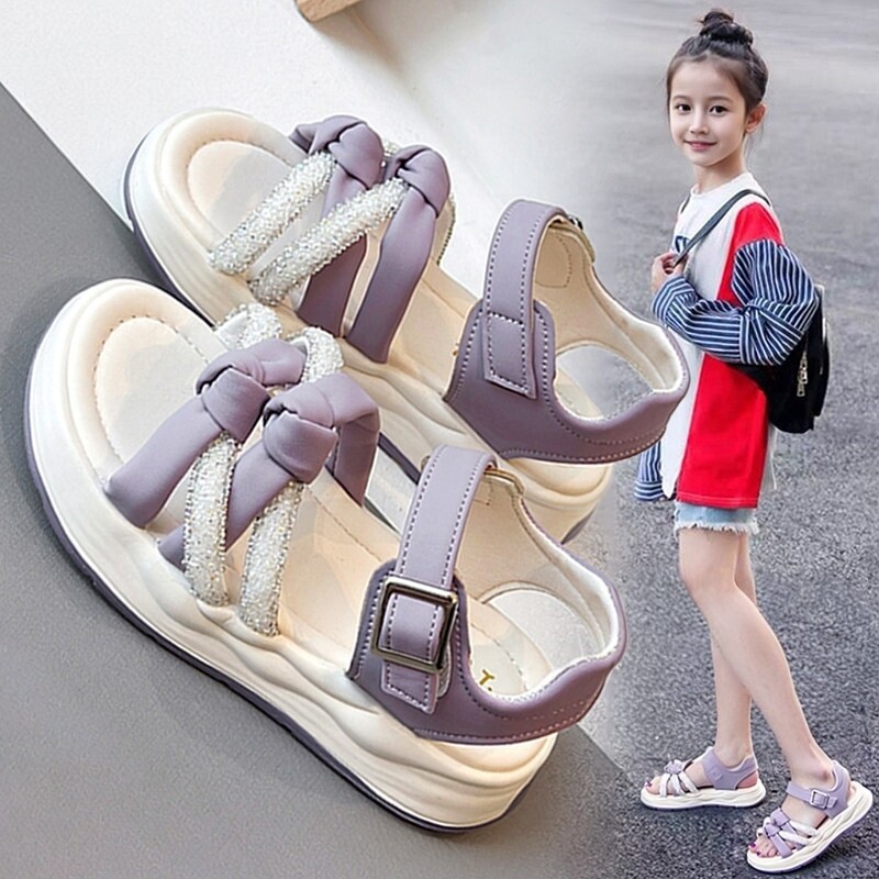 Sandálias para niñas 2026 verano nuevo estilo de moda infantil zapatos de playa variados niños grandes huecos zapatos de princesa de dedo abierto image 1