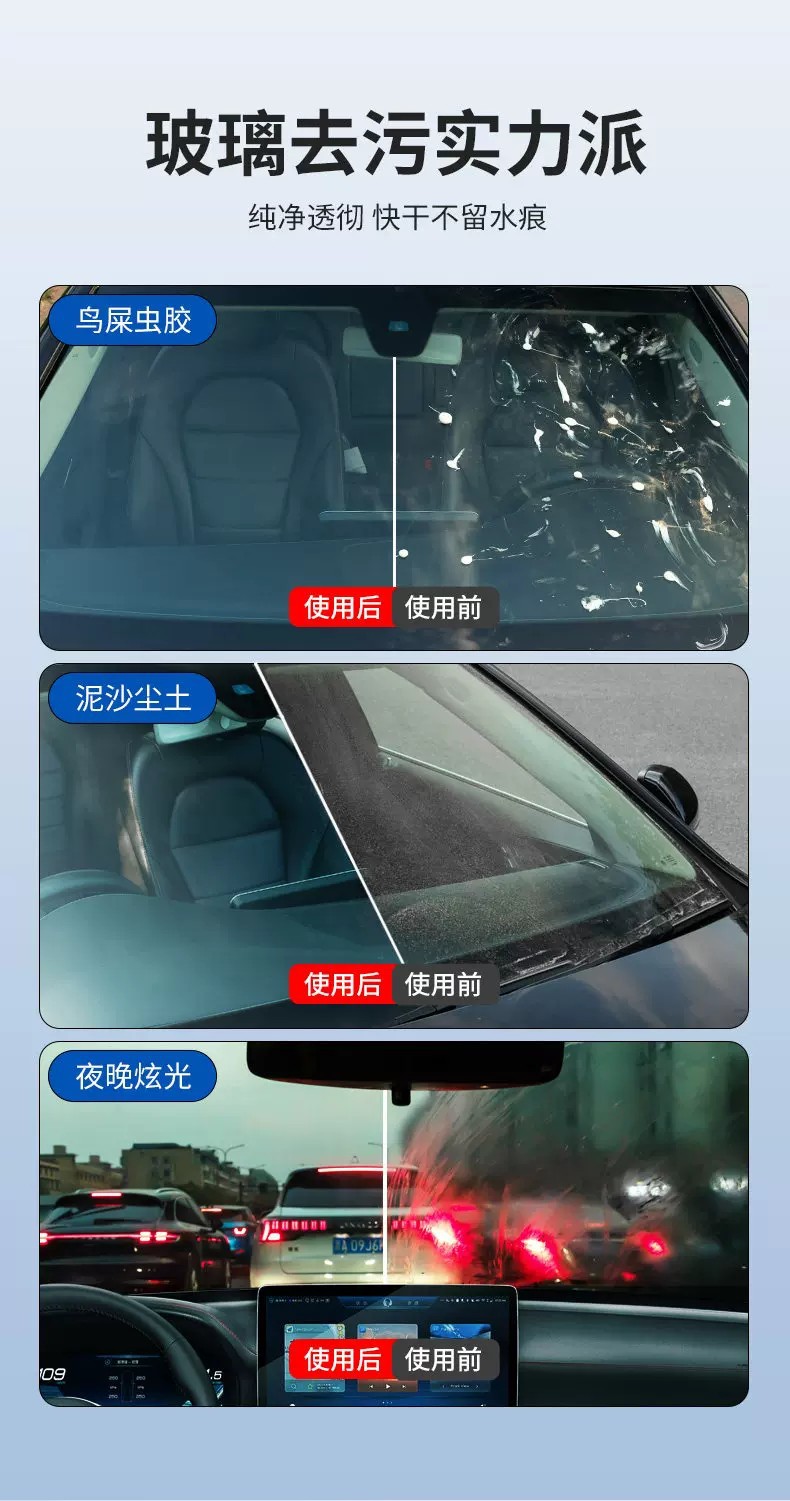 Effective oil film remover glass water for cars, specialized wiper fluid, anti-freeze for temperatures down to -40 to -25, decontamination, suitable for all seasons in winter