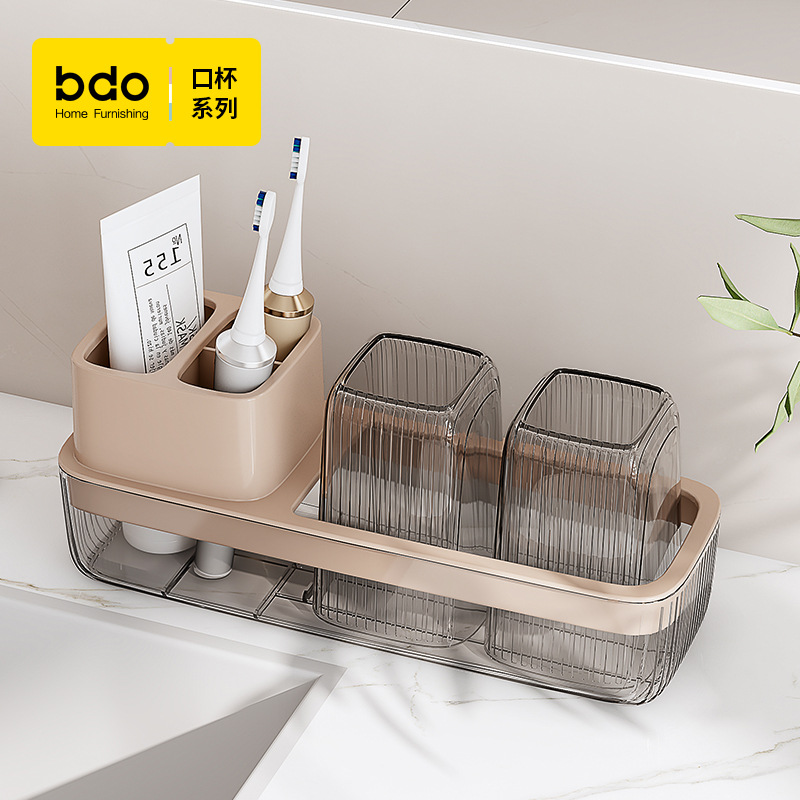 Transparent toothbrush rack without punching mouthwash cup toothbrush cup bathroom wall-mounted shelf electric home rack