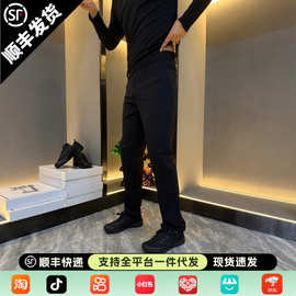 男士夏季冰丝速干工装裤宽松直筒潮流休闲裤