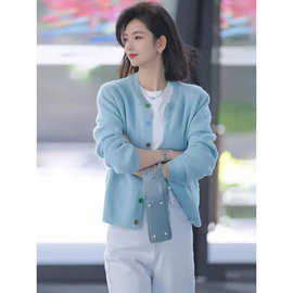 早秋新款针织衫女士开衫彩扣长袖毛衣外套秋冬百搭减龄气质上衣