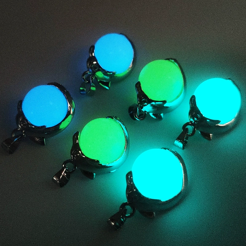 Pendant luminous dolphin beads, copper‑plated setting, 12 mm phosphorescent bead, lightweight