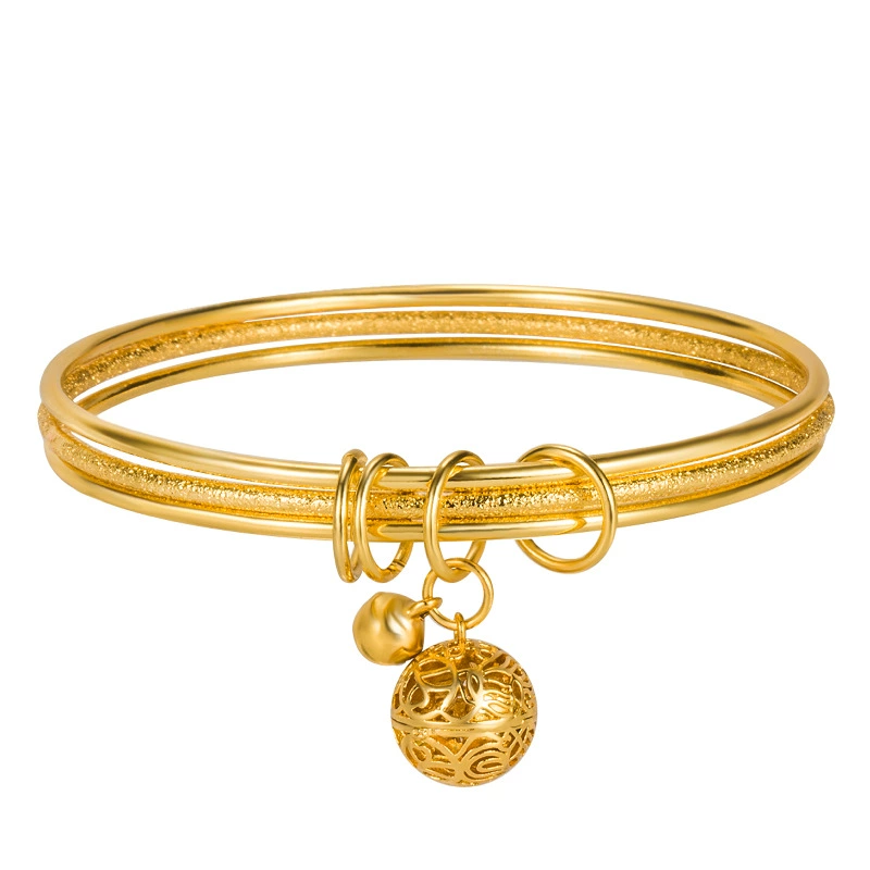 Silver golden small bell, matte one bead bracelet