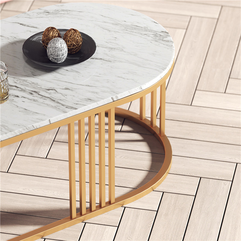 Selección estricta de la sala de estar mesa de té de mármol moderna simple pequeña mesa de té sofá elíptico personalidad mesa de té creativa