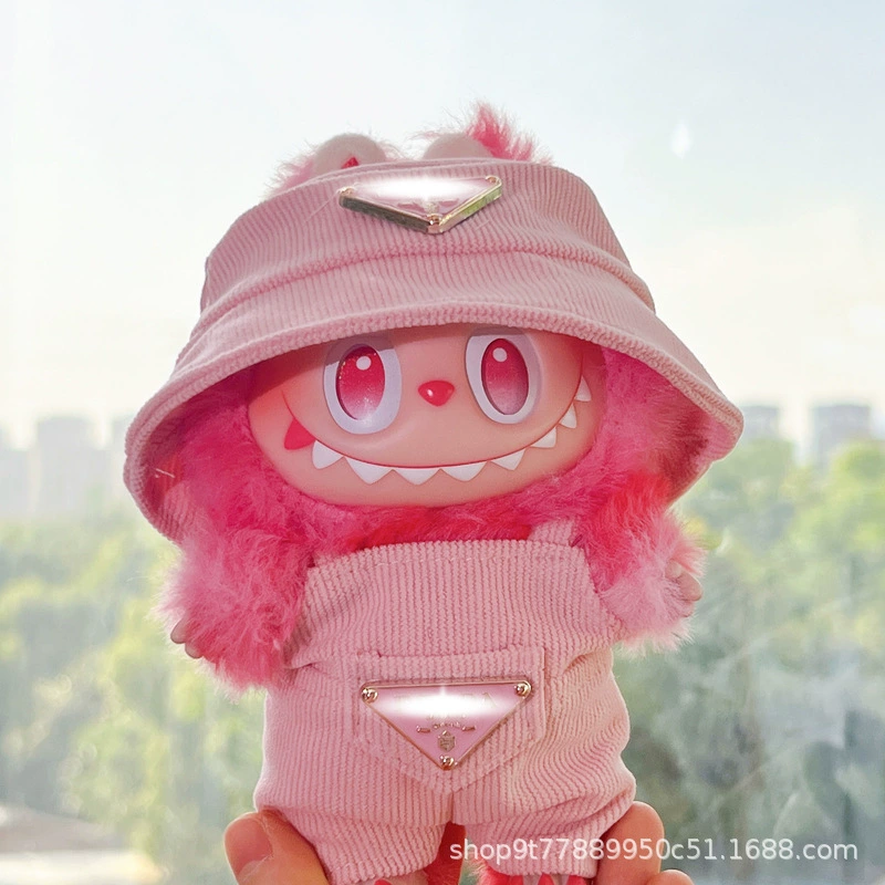 Набор одежды для Labubu из вельвета 17 см: комбинезоны и шапка для Labubu первого и второго поколения