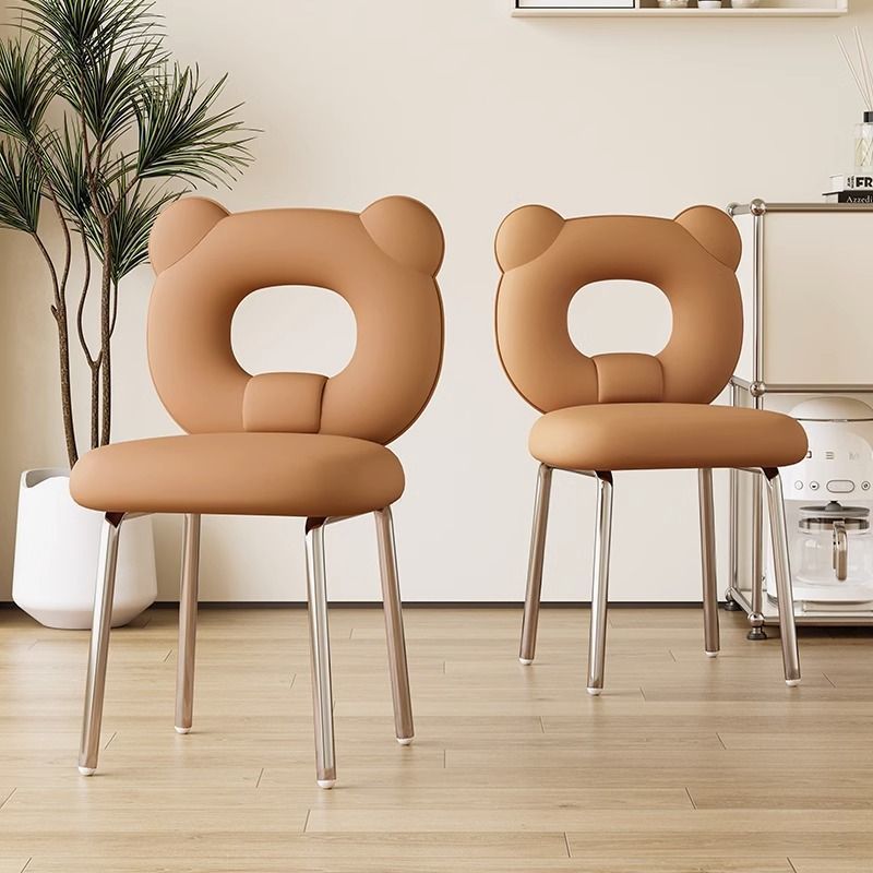 Light Luxury and High-End French Restaurant Dining Table and Chairs, Home Dining Chair with Backrest, Modern Simple Bear Makeup Chair