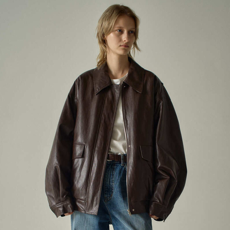 Spot Facade Pattern Leather Jacket Women's 2025 Spring & Fall Design Boyfriend Style Loose Top Jacket