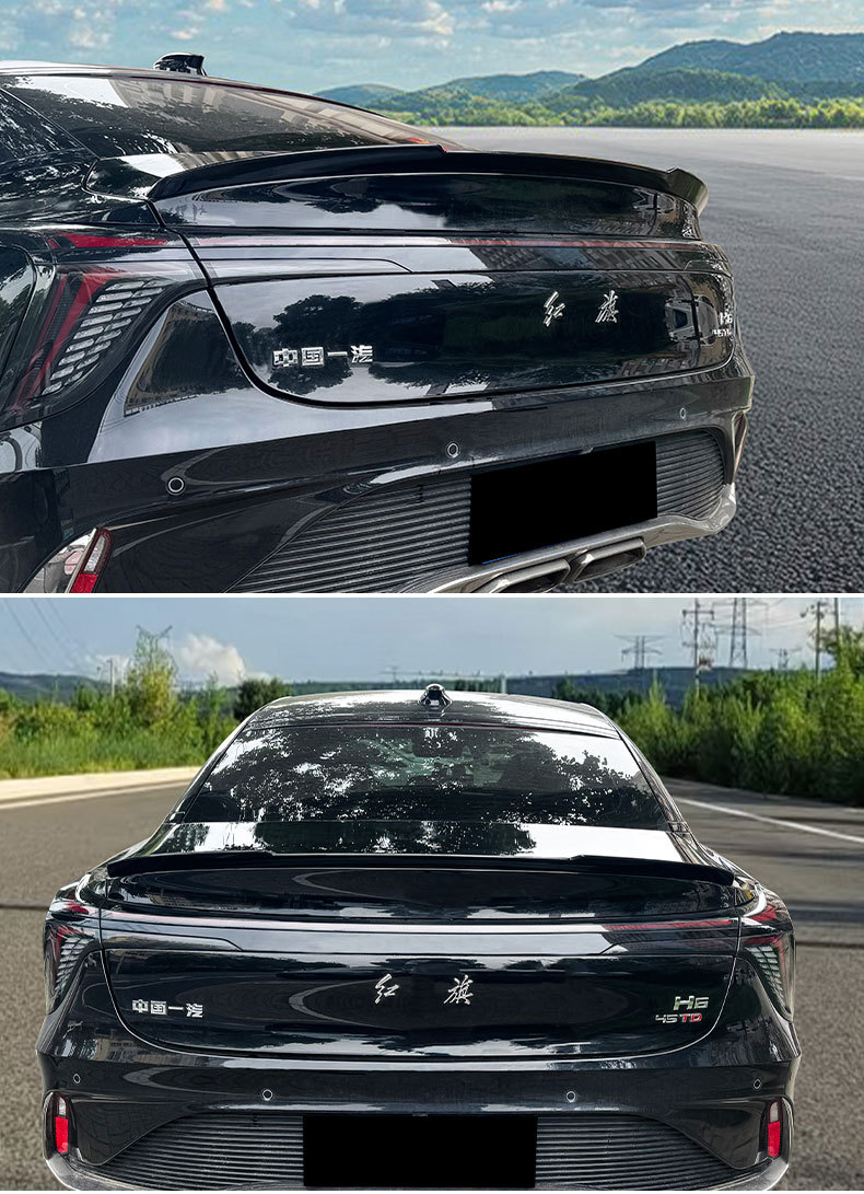 Suitable for Hongqi H6 Car Rear Wing Universal Blade Sports Carbon Fiber Pattern Punch-Free Compliant New Fixed Wing