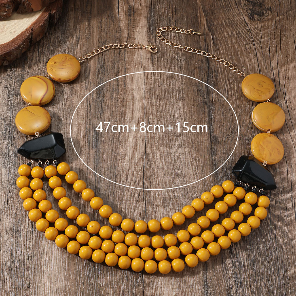 Retro Ethnic Style Bohemian Irregular Geometric Rhombus Resin Irregular Beaded Women's Earrings Necklace Jewelry Set display picture 7