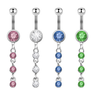 Amazon dedicated stainless steel Opal navel ring zircon rose navel nail pendant body piercing jewelry