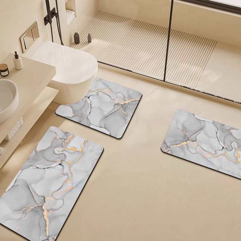 Alfombra de barro de diatomeas simple, alfombrilla de baño de secado rápido absorbente de agua especial, alfombrilla de baño de tres piezas antideslizante y resistente a la suciedad