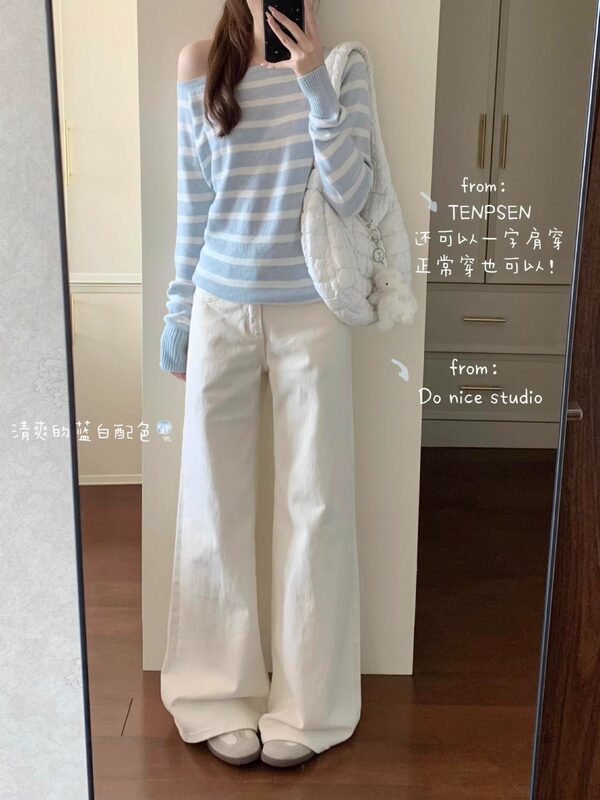 White High-Waisted Straight-Leg Jeans for Women, 2025 New Style, Casual Versatile Slimming Loose Wide-Leg Petite Floor-Length Pants White High-Waisted Straight-Leg Jeans for Women, 2025 New Style, Casual Versatile Slimming Loose Wide-Leg Petite Floor-Length Pants