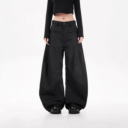 Women's 2025 Spring and Autumn High-End Niche Relaxed Bending Knife Style Versatile Slimming Wide Leg Long Pants