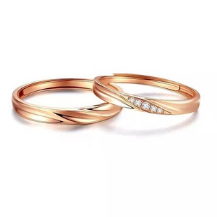 Xingcheng 18K Gold Mobius Couple Ring Niche High-End Design Inlaid with Zircon Opening Adjustable Ring