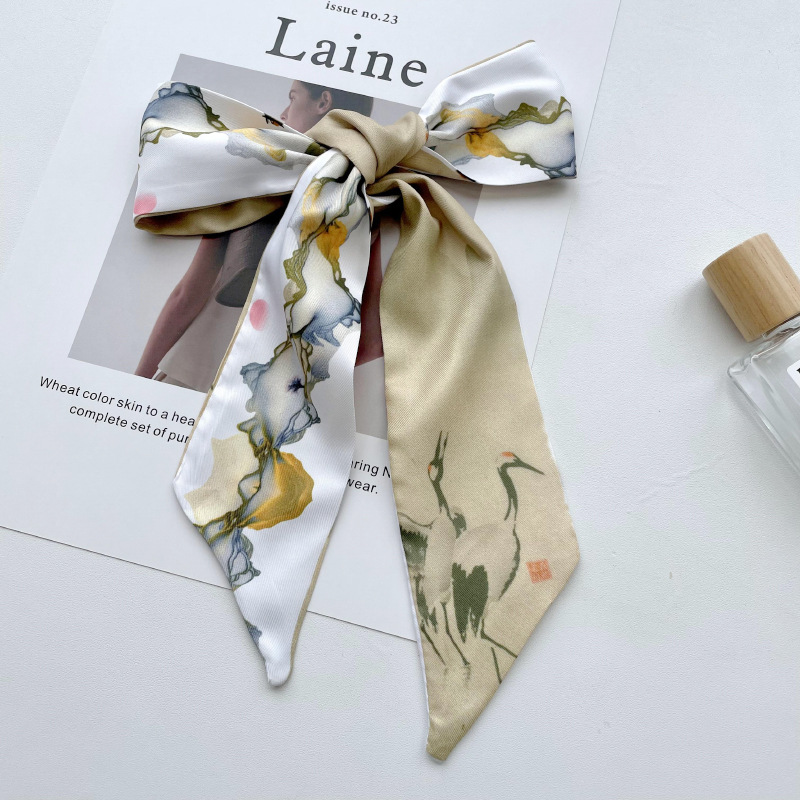 Nuevo largo todo partido seda bufanda retro francés Hada pelo corbata seda bufanda cinta arco pelo banda mano regalo Correa