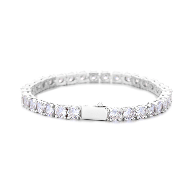 ヨーロッパとアメリカのヒップホップネックレス 3mm4mm5mm 幅スプリングバックルヒップホップテニスチェーンマイクロセット単列ジルコンヒップホップネックレス|undefined