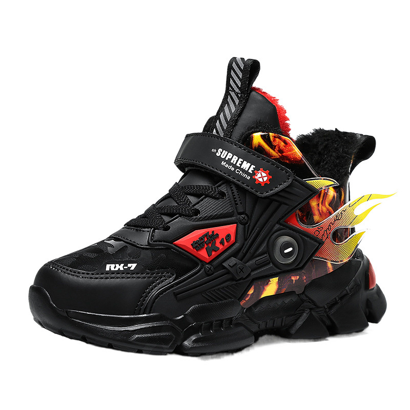 Zapatos infantiles de invierno de algodón 11 años de deportes de algodón grueso para estudiantes calentados zapatos para niños